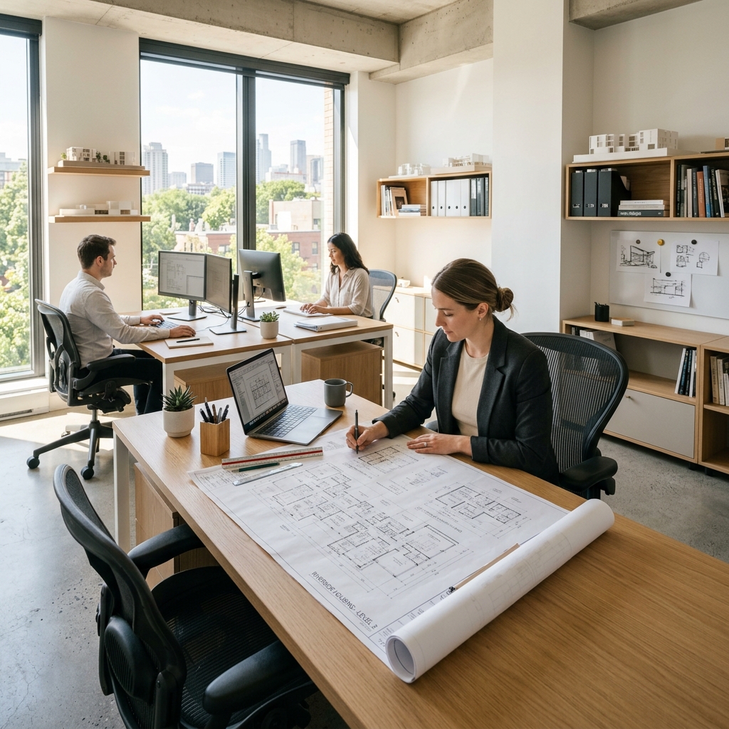 Architectes travaillant dans un bureau moderne